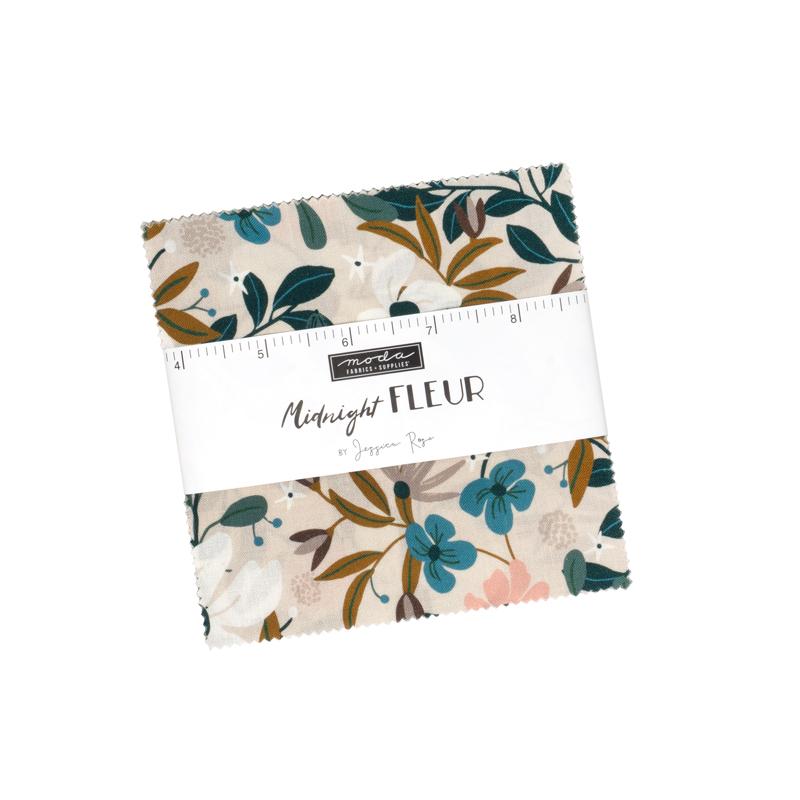 Midnight Fleur - Charm Pack, zoomed in. Select this picture to zoom back out.