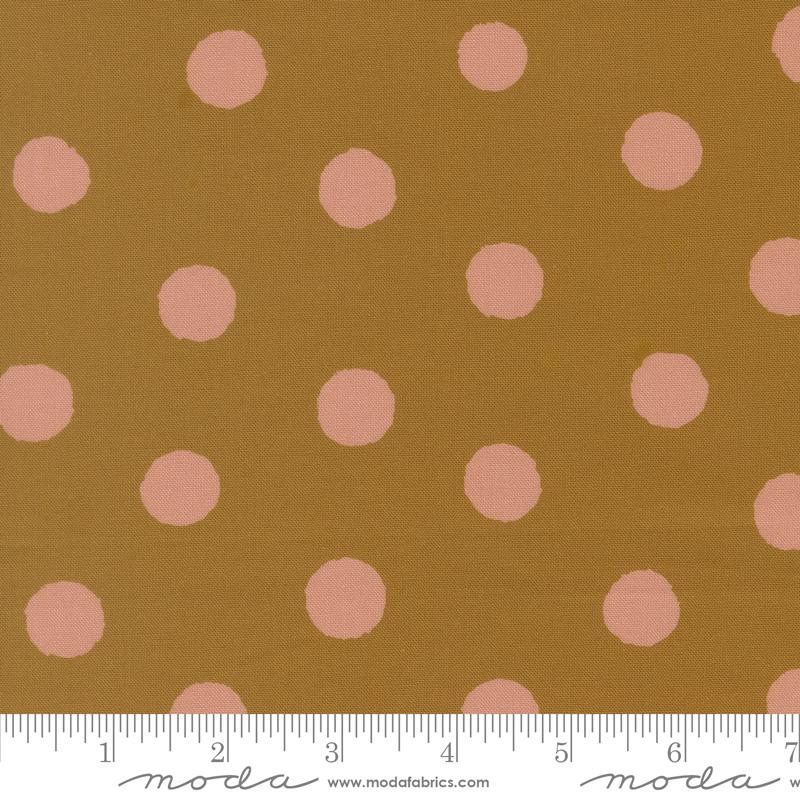 Midnight Fleur Dot Golden - Quilt Fabric, zoomed in. Select this picture to zoom back out.