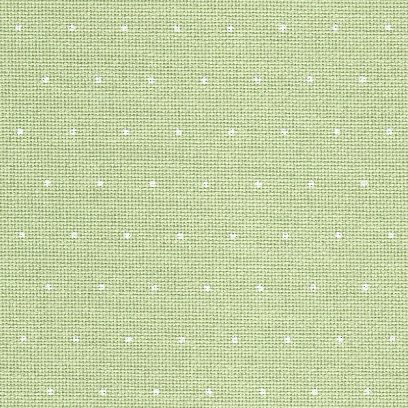 25 Count White Dot/Green Lugana Fabric - 36x55