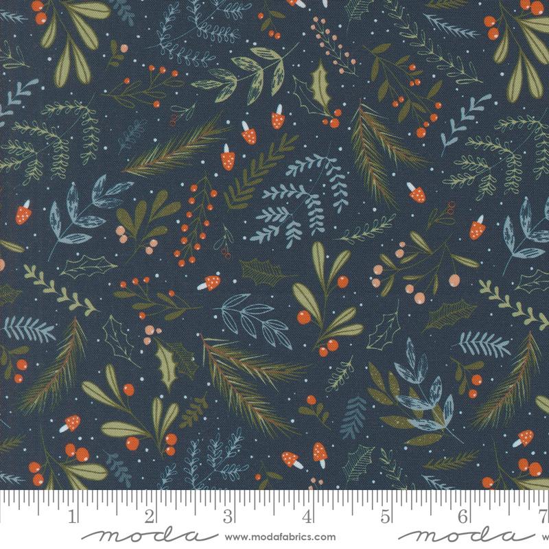 Purrfect Christmas Holly Midnight - Quilt Fabric