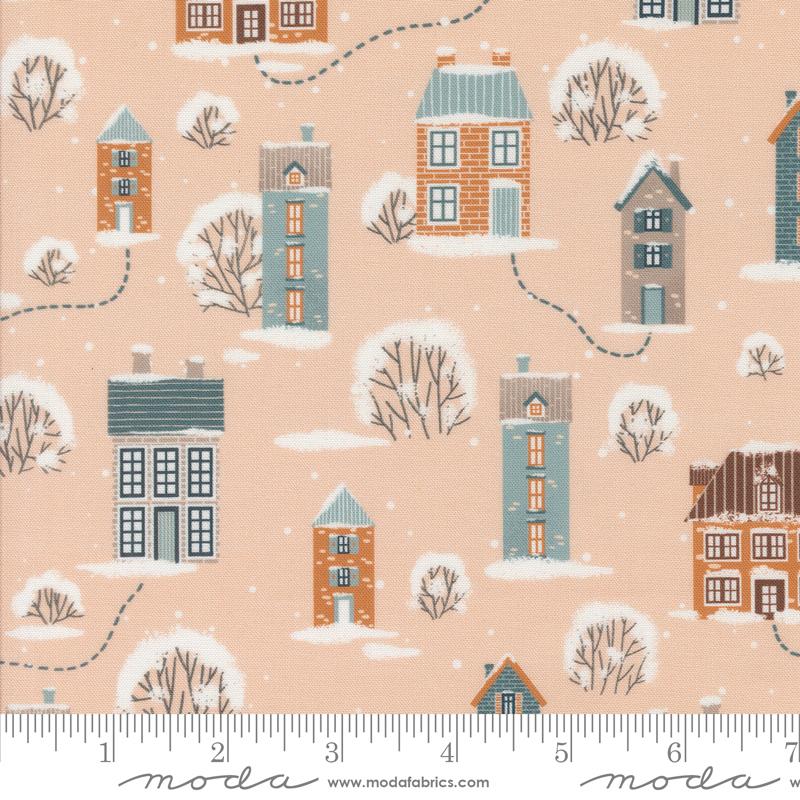 Purrfect Christmas House Bubblegum - Quilt Fabric