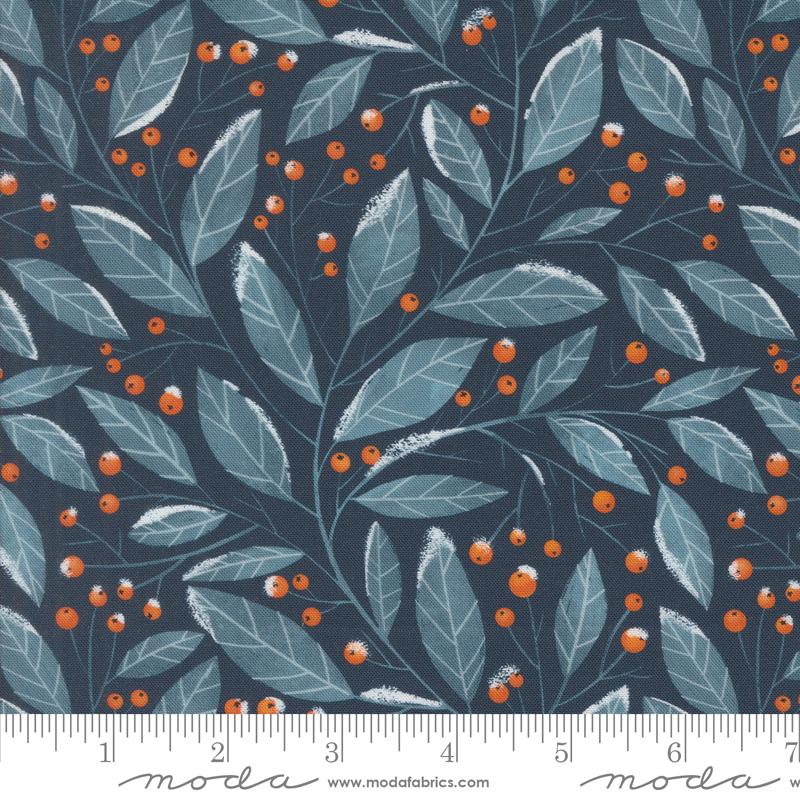 Purrfect Christmas Leafs Midnight - Quilt Fabric