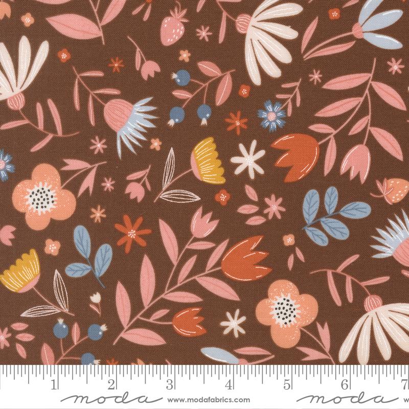 Blossoms And Blooms Flowers Chocolate - Quilt Fabric