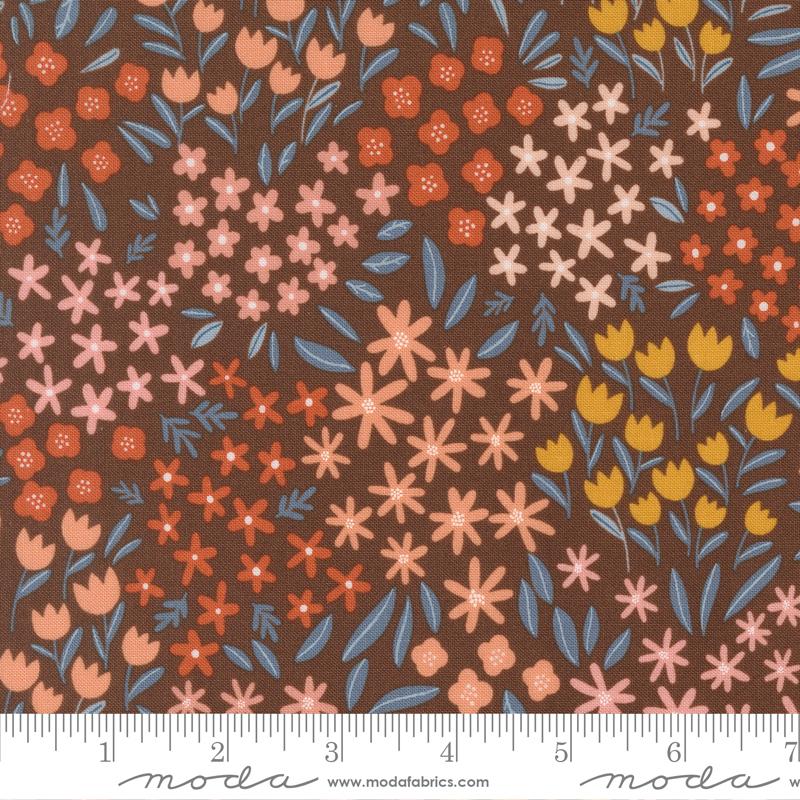 Blossoms And Blooms Floral Chocolate - Quilt Fabric