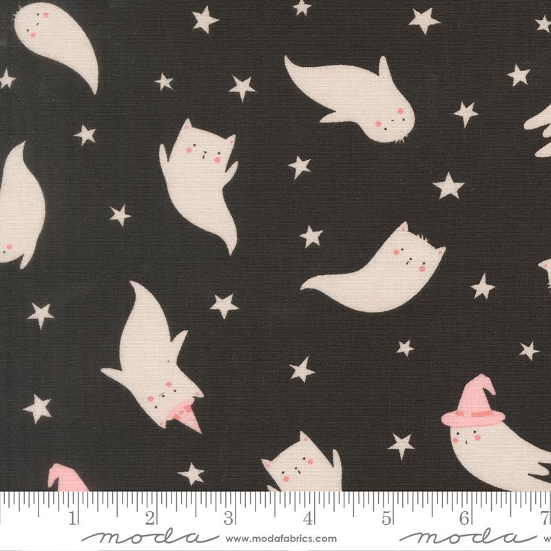 Purrs and Boos Ghost Black Cat - Quilt Fabric