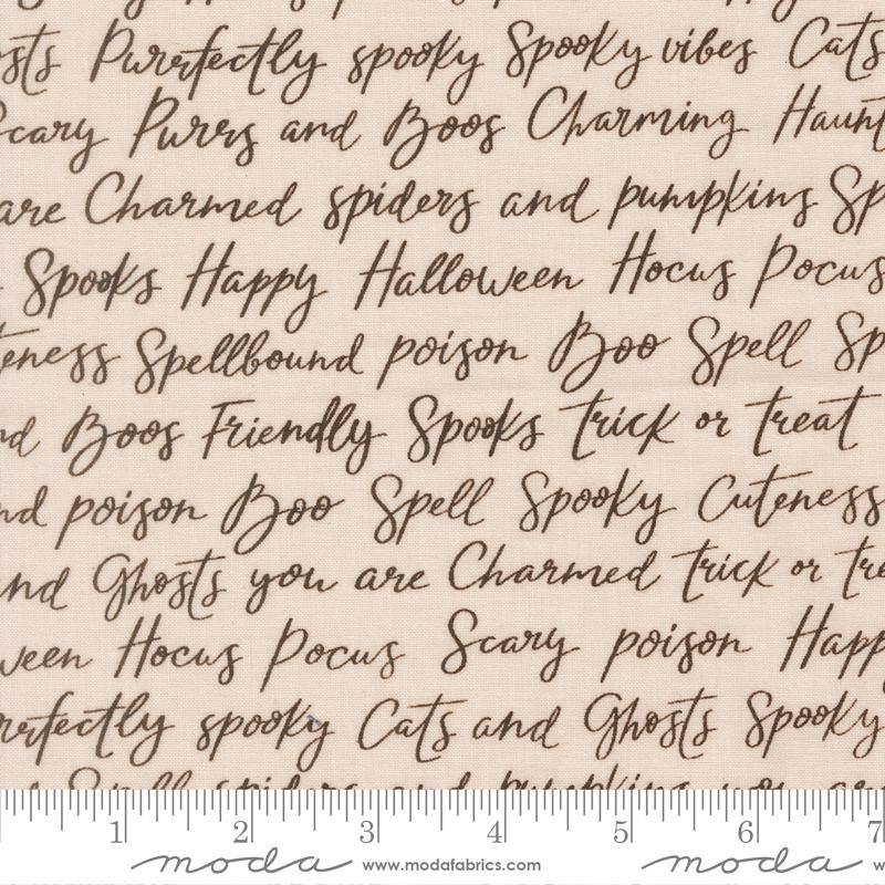 Purrs and Boos Text Moonbeam - Quilt Fabric