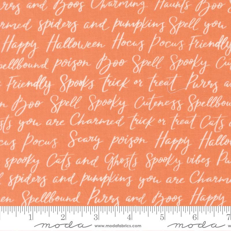 Purrs and Boos Text Pumpkin - Quilt Fabric