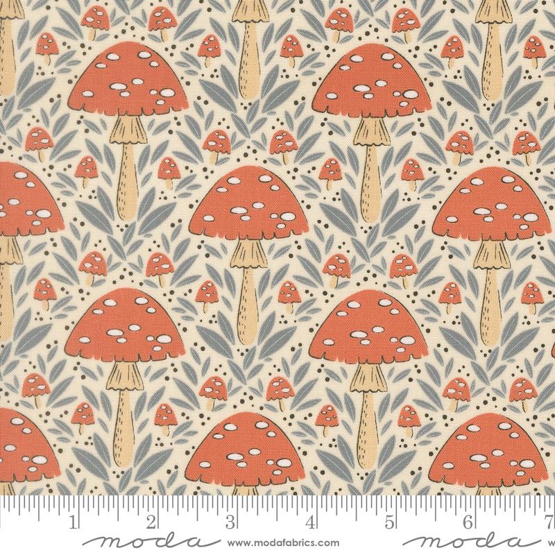 Natures Sketchbook Mushrooms Pearl - Quilt Fabric