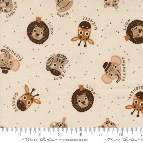 Wildly Cute Safari Animals Pearl - Quilt Fabric, zoomed in. Select this picture to zoom back out.