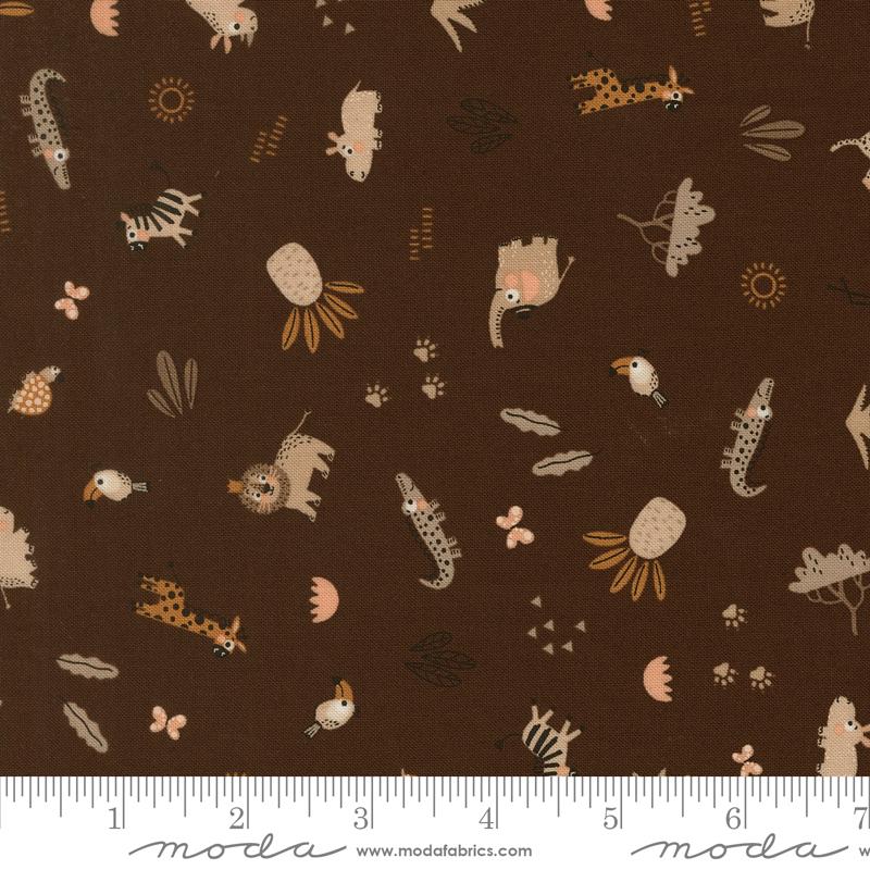Wildly Cute Safari Wildlife Soil - Quilt Fabric, zoomed in. Select this picture to zoom back out.