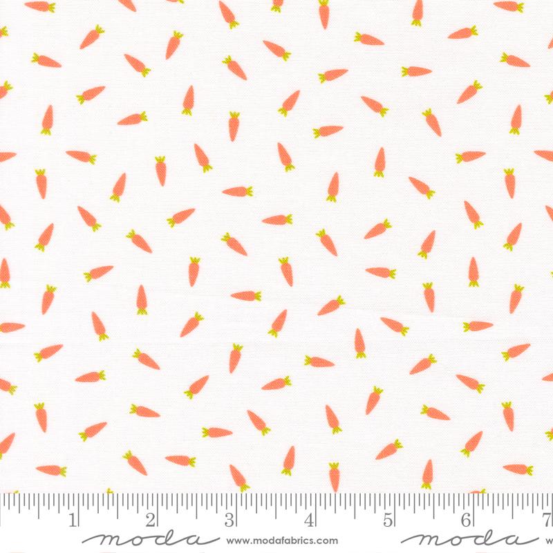 Hop Into Spring Carrots Cloud - Quilt Fabric, zoomed in. Select this picture to zoom back out.