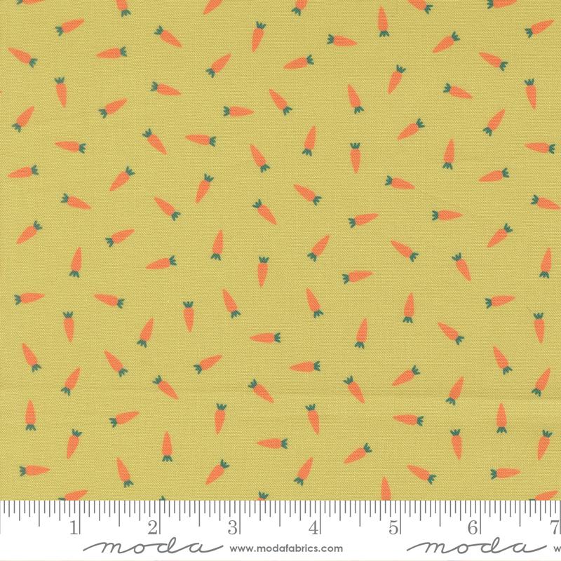 Hop Into Spring Carrots Leaf - Quilt Fabric, zoomed in. Select this picture to zoom back out.