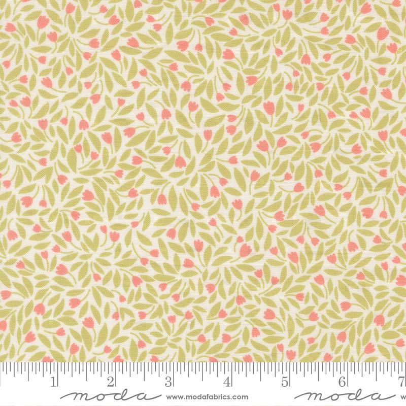 Hop Into Spring Tulips Leaf - Quilt Fabric, zoomed in. Select this picture to zoom back out.