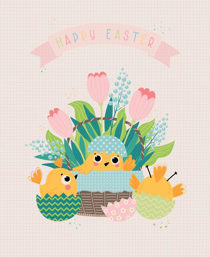 Hop Into Spring Panel Cloud - Quilt Fabric, zoomed in. Select this picture to zoom back out.