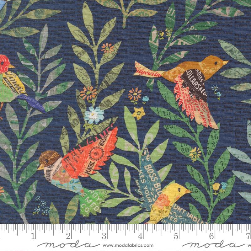 Paper Hamlet Birds Midnight - Quilt Fabric