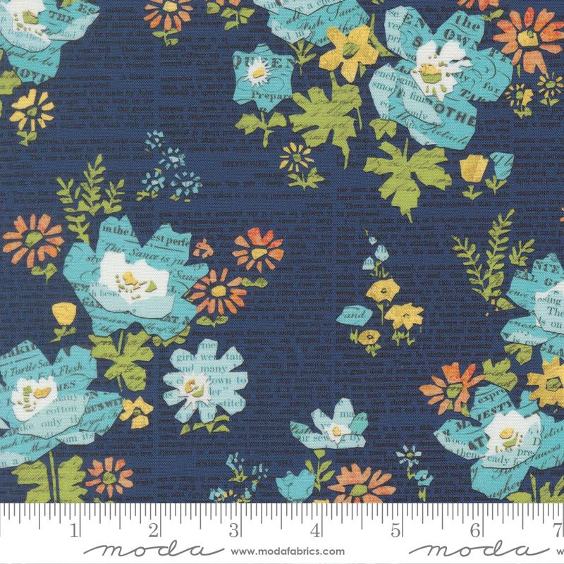 Paper Hamlet Flowers Midnight - Quilt Fabric