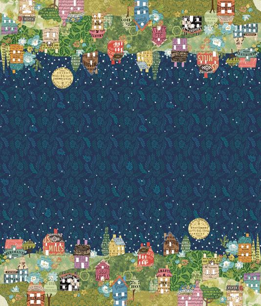 Paper Hamlet Village Midnight - Quilt Fabric