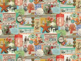 Saltwater Collage Nautical - Quilt Fabric