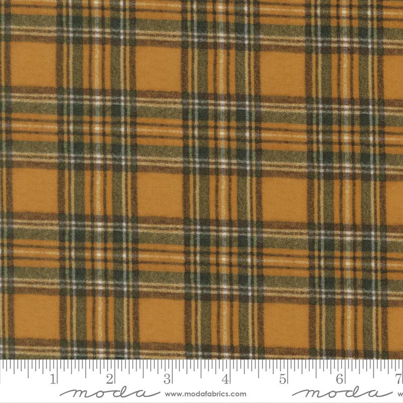 Paper Trails Plaid Golden - Quilt Fabric, zoomed in. Select this picture to zoom back out.