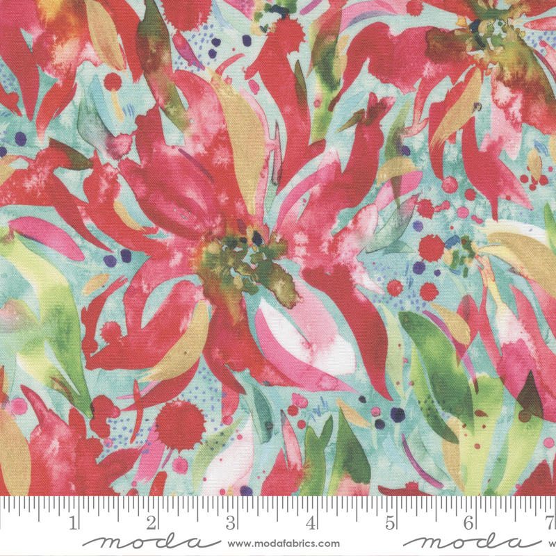 Comfort And Joy Frost - Merriment Florals - Quilt Fabric