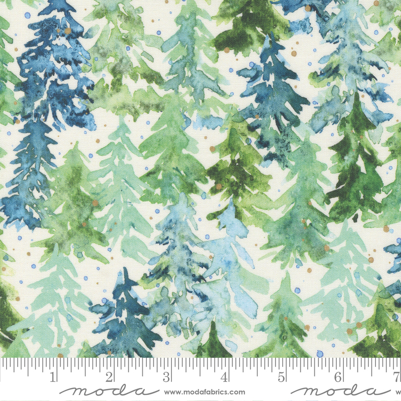 Comfort And Joy Cloud - Winter Pines - Quilt Fabric, zoomed in. Select this picture to zoom back out.