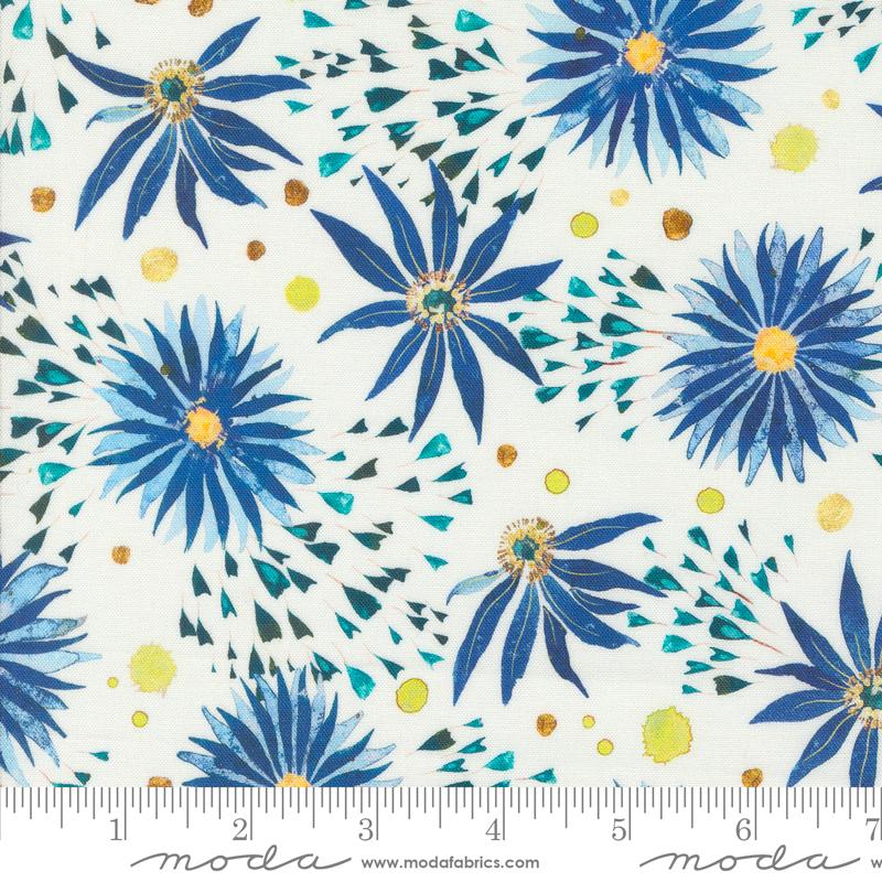 Coming Up Roses Cloud Sapphire - Quilt Fabric