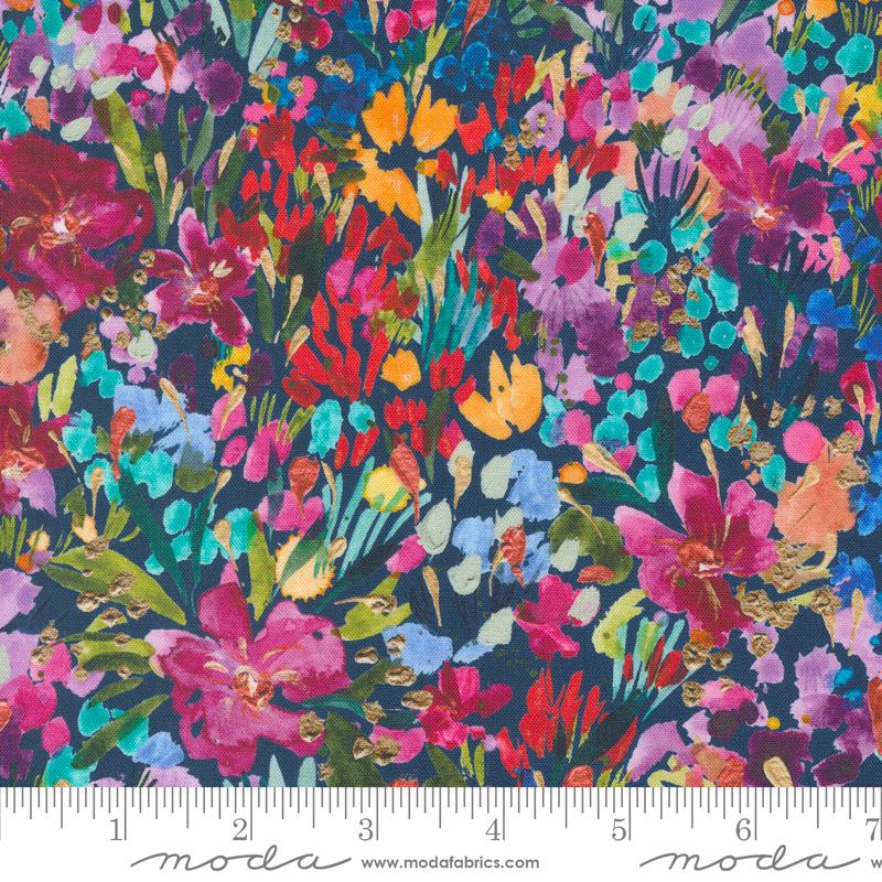 Coming Up Roses Sapphire - Quilt Fabric