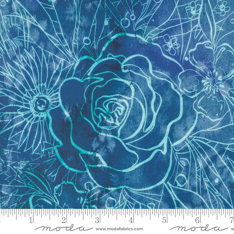 Coming Up Roses Sapphire - Quilt Fabric