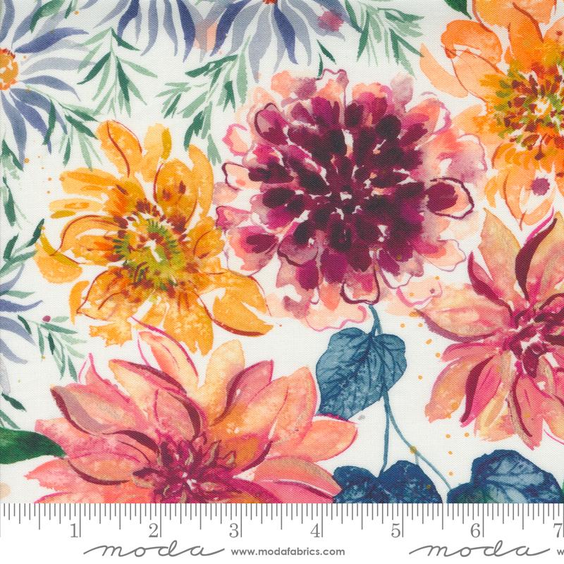 Floribunda Flowers - Cloud - Quilt Fabric