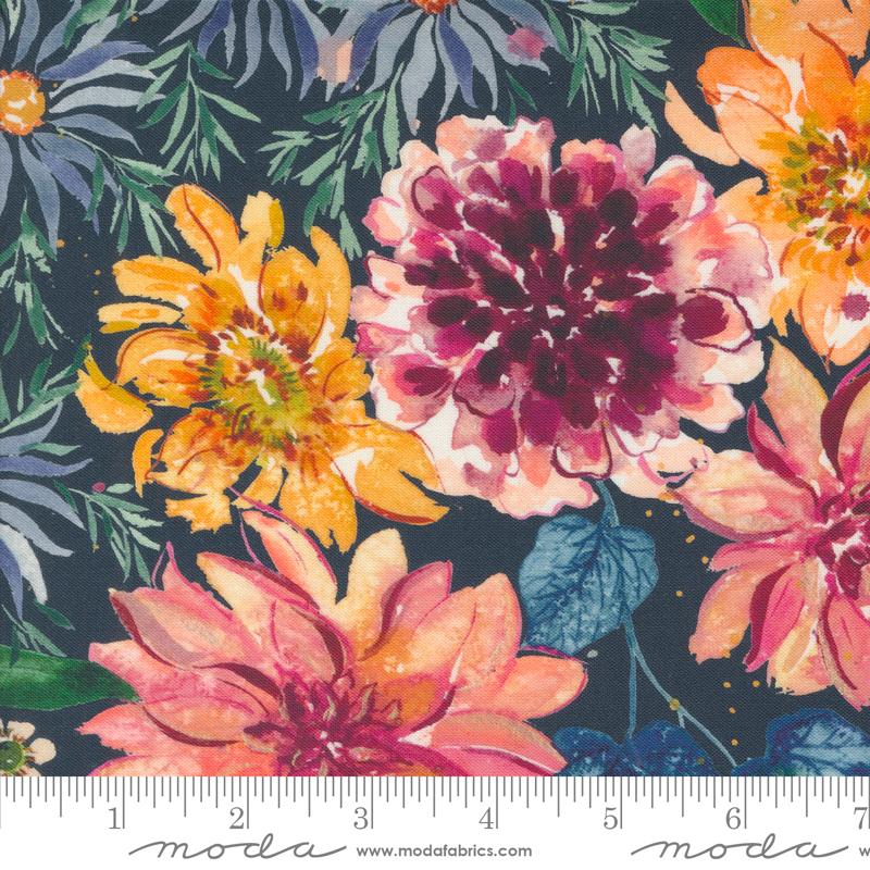 Floribunda Flowers - Midnight - Quilt Fabric