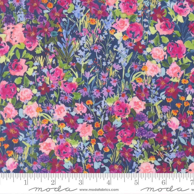 Soulstice Small Flowers Navy - Quilt Fabric