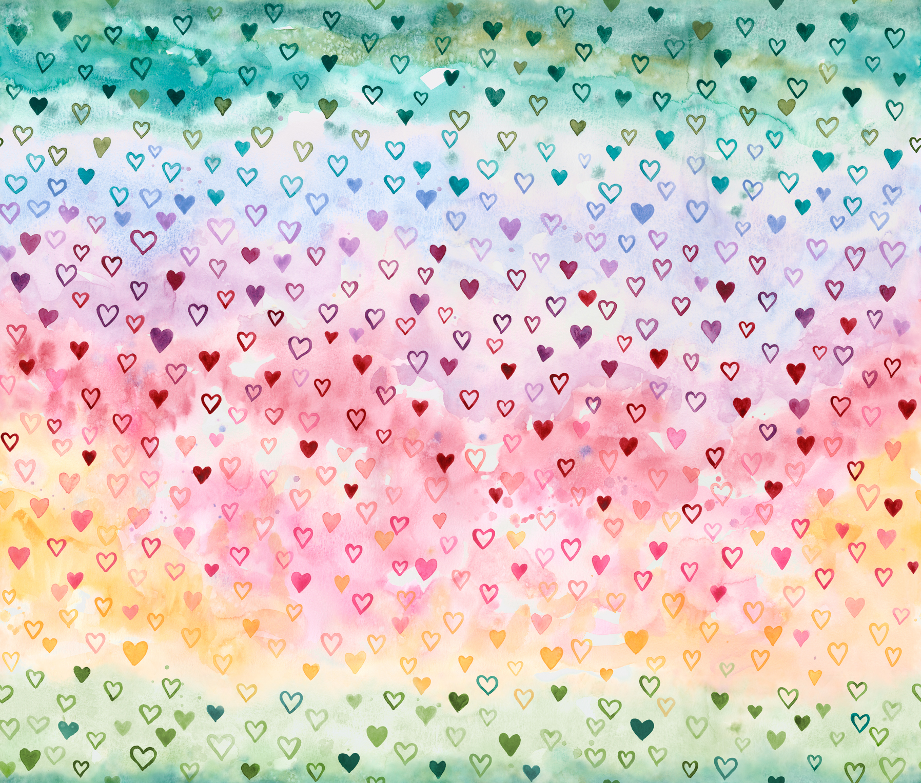 Fleur The Love Ombre Rainbow - Quilt Fabric, zoomed in. Select this picture to zoom back out.