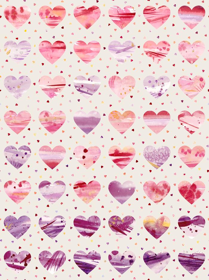 Little Lovelies Hearts Love - Quilt Fabric, zoomed in. Select this picture to zoom back out.