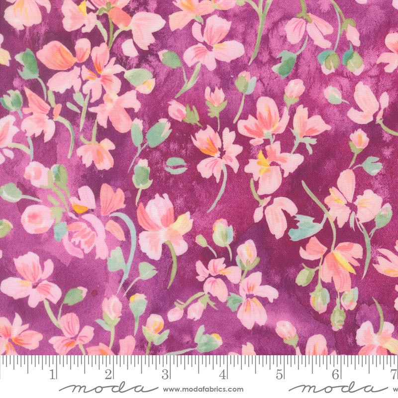 Fleur The Love Blossoms Dahlia - Quilt Fabric, zoomed in. Select this picture to zoom back out.