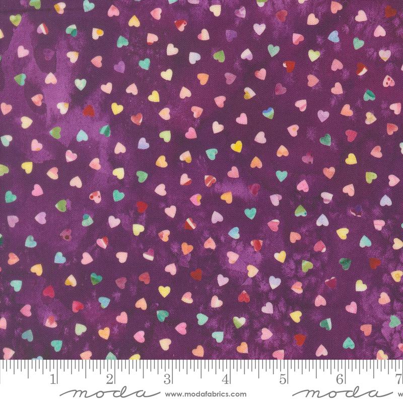 Fleur The Love Heart Dots Plum - Quilt Fabric, zoomed in. Select this picture to zoom back out.