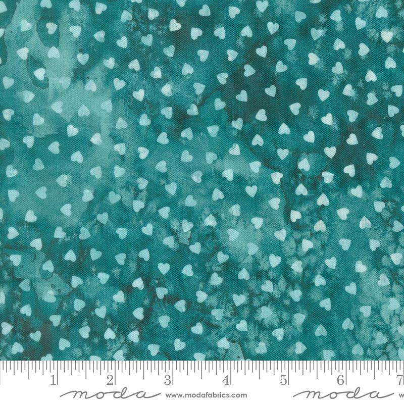 Fleur The Love Heart Dots Teal - Quilt Fabric, zoomed in. Select this picture to zoom back out.
