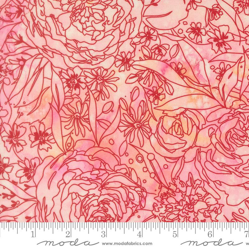 Little Lovelies Sketch Blush - Quilt Fabric, zoomed in. Select this picture to zoom back out.
