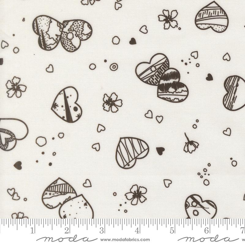 Little Lovelies Love Cloud Midnight - Quilt Fabric, zoomed in. Select this picture to zoom back out.