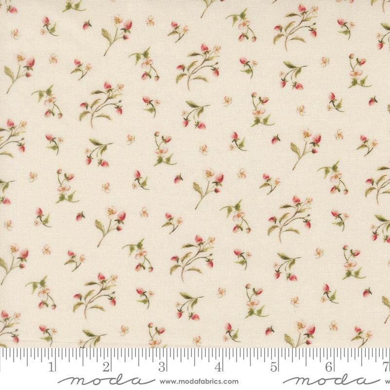Fable and Fern Flowers Eggshell - Quilt Fabric, zoomed in. Select this picture to zoom back out.