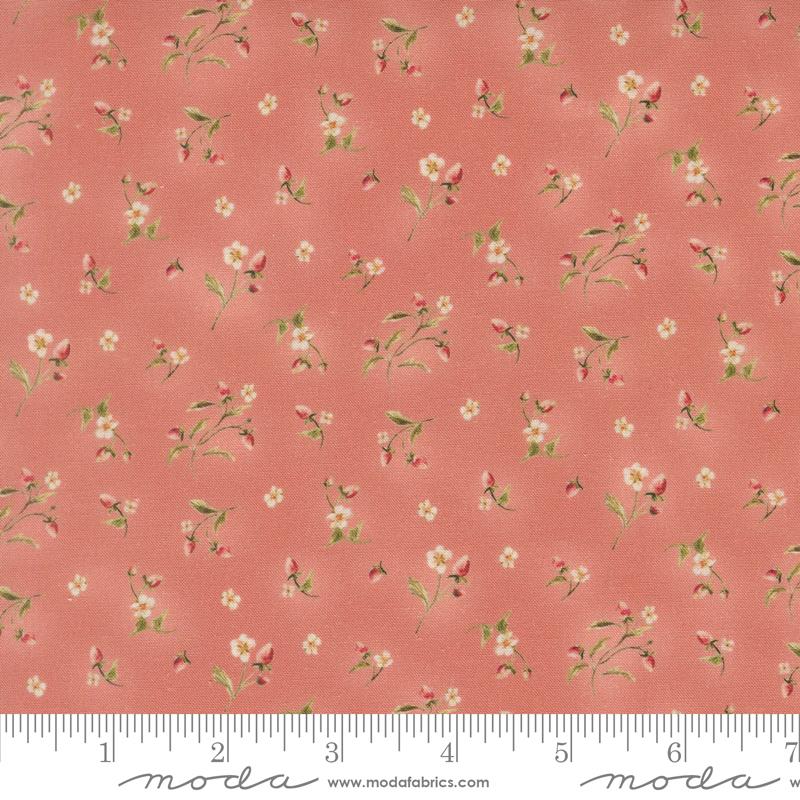 Fable and Fern Flowers Rose - Quilt Fabric, zoomed in. Select this picture to zoom back out.
