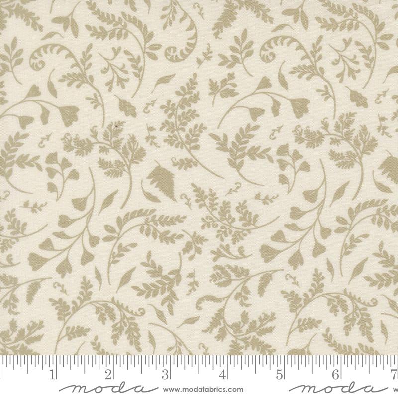 Fable and Fern Plants Eggshell - Quilt Fabric, zoomed in. Select this picture to zoom back out.