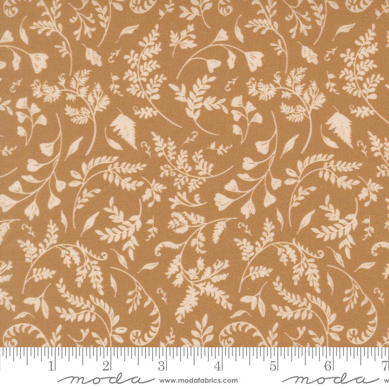 Fable and Fern Plants Golden - Quilt Fabric, zoomed in. Select this picture to zoom back out.