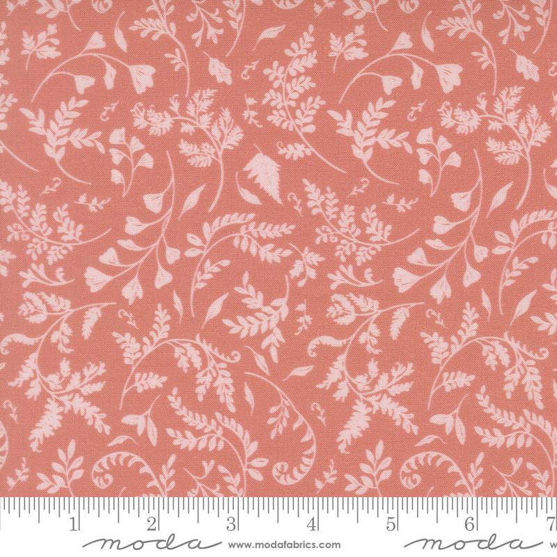 Fable and Fern Plants Rose - Quilt Fabric, zoomed in. Select this picture to zoom back out.