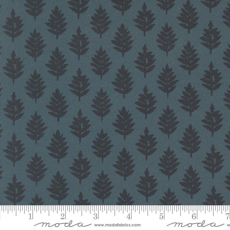 Fable and Fern Forest Indigo - Quilt Fabric, zoomed in. Select this picture to zoom back out.