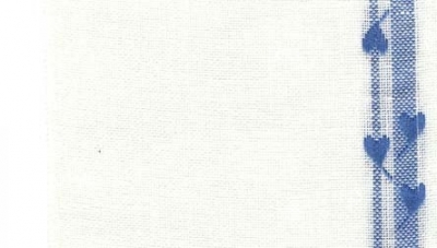 27 Count Ant Wht/Med Blue Folk Hearts Linen Banding 5.5x36