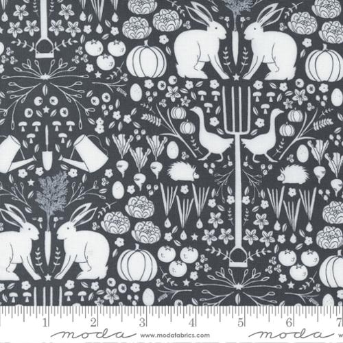 Midnight In Garden Charcoal - Into The Garden - Quilt Fabric