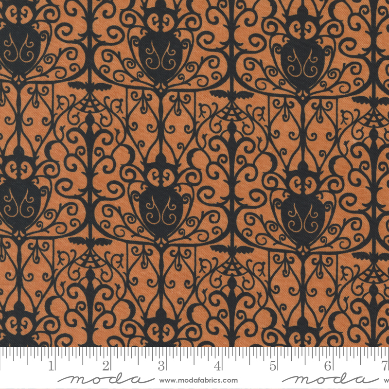 Spellbound Pumpkin - Garden Gates Damask - Quilt Fabric