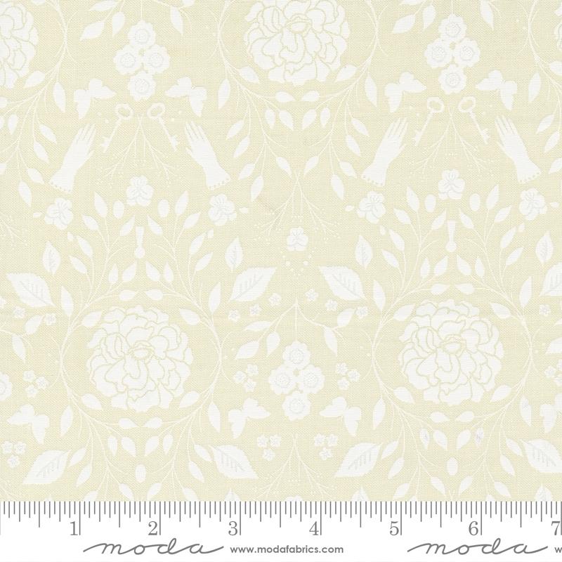 Evermore Lace White - Garden Gate Damask Floral - Fabric