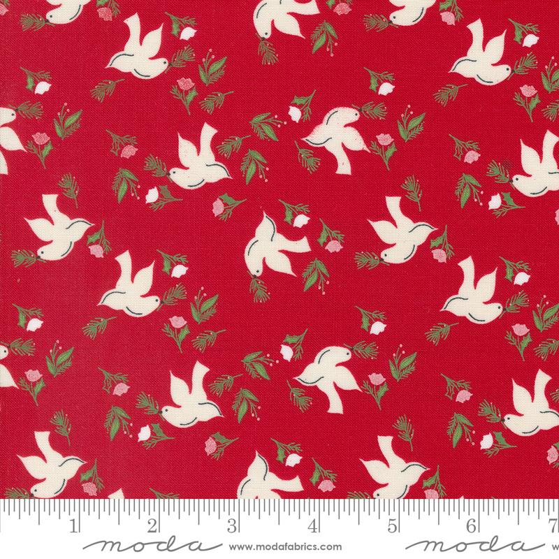 Once Upon Christmas Birds - Red - Quilt Fabric