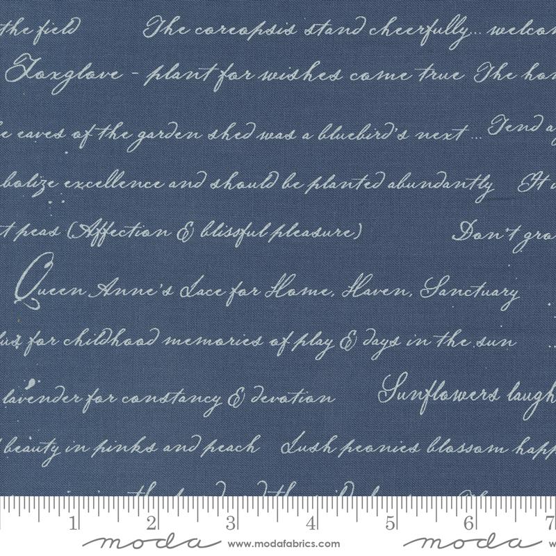 Enchantment Script - Indigo - Quilt Fabric